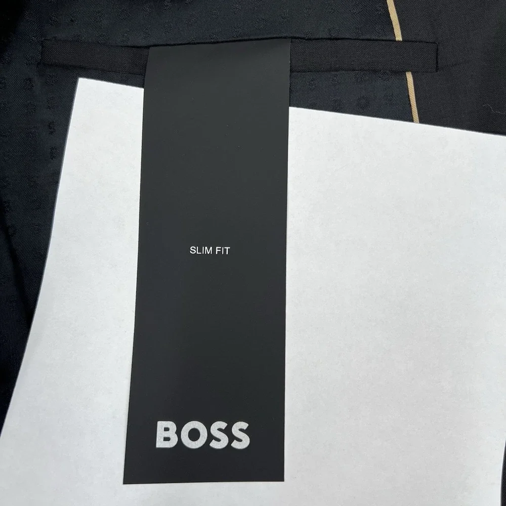 Hugo Boss Blazer Jacket Sport Coat Mens 38R Slim Fit Wool Black